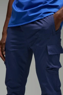 Best boohooMAN Man Active Gym Technical Tapered Cargo Jogger navy