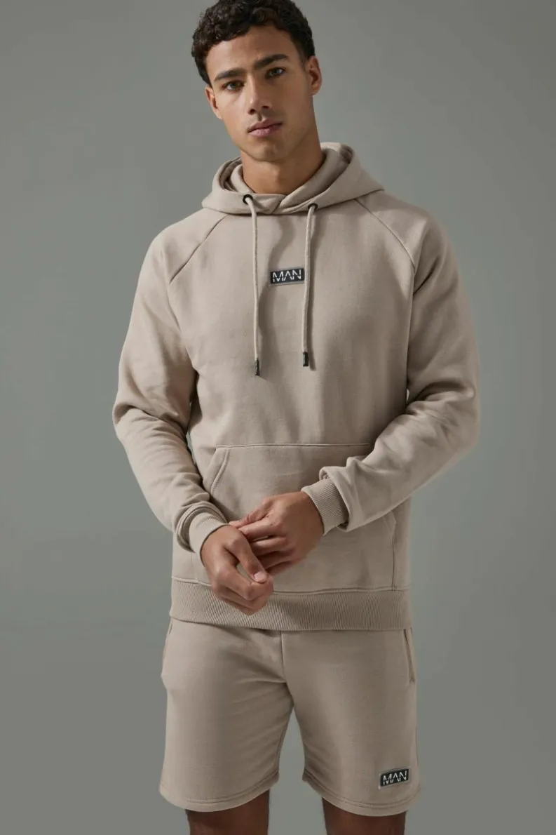 Online boohooMAN Man Active Gym Training Hoodie & Short Set taupe