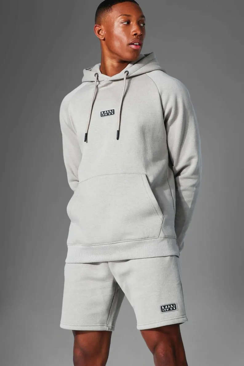 Online boohooMAN Man Active Gym Training Hoodie & Short Set taupe