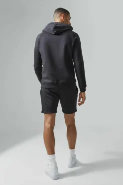 Flash Sale boohooMAN Man Active Gym Training Hoodie & Short Set black