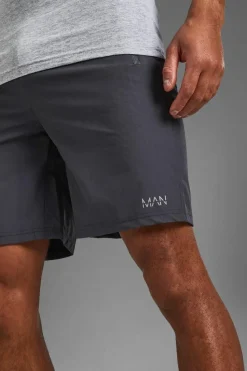 Best Sale boohooMAN Man Active Gym Zip Pocket Regular Fit 5inch Shorts charcoal