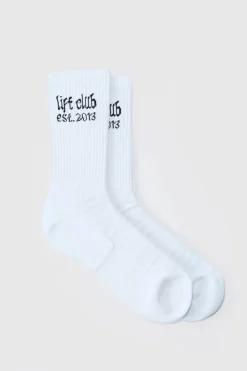 Discount boohooMAN Man Active Lift Club Crew Socks white