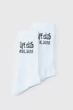 Discount boohooMAN Man Active Lift Club Crew Socks white