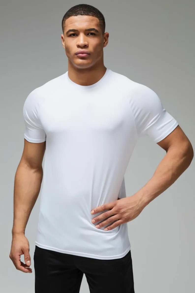 Clearance boohooMAN Man Active Lightweight Essentials Gym Regular Fit Raglan T-shirt white
