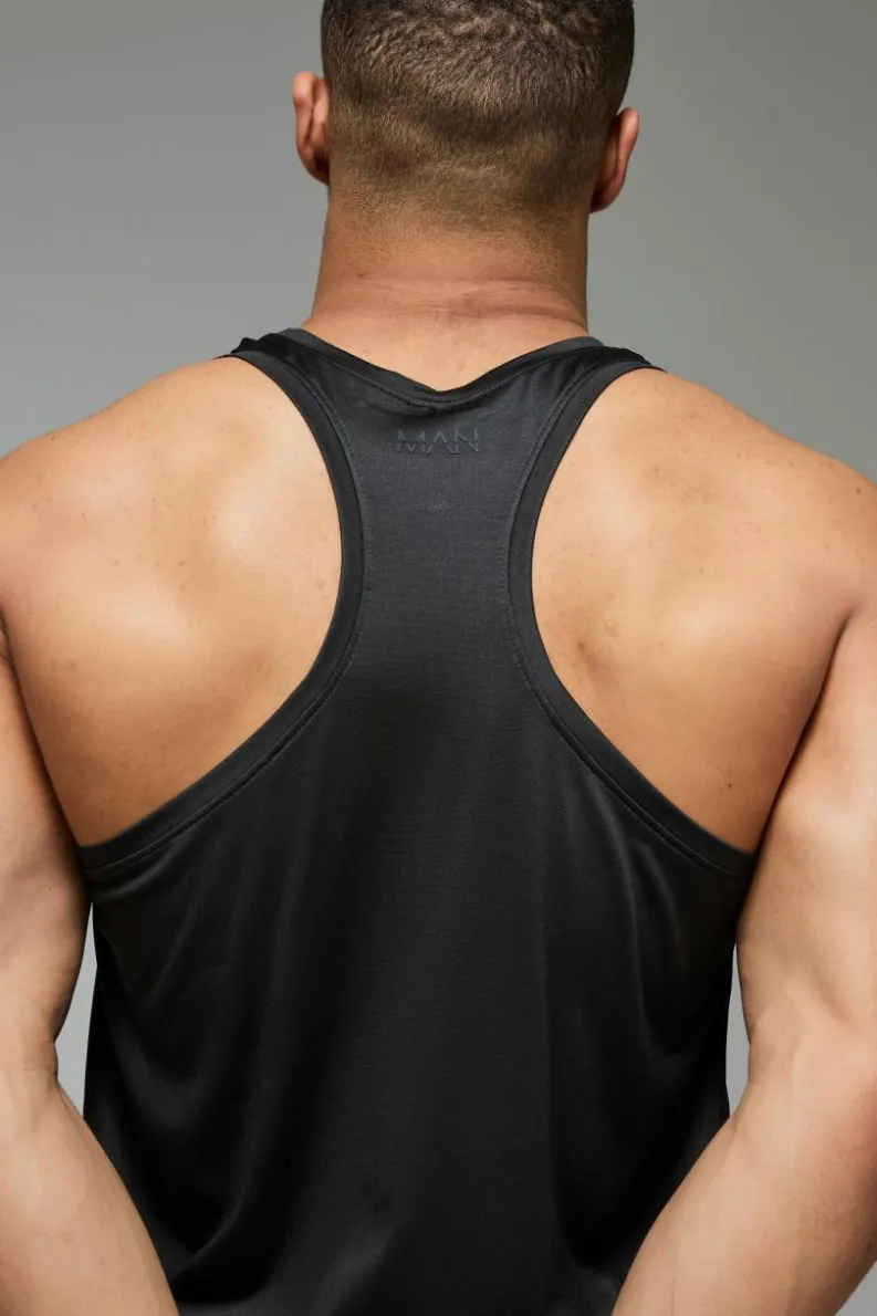 Sale boohooMAN Man Active Lightweight Essentials Gym Vest black