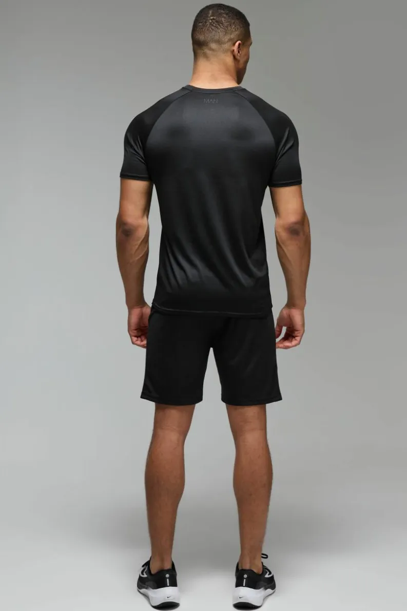 Cheap boohooMAN Man Active Lightweight Essentials Gym Regular Fit Raglan T-shirt black