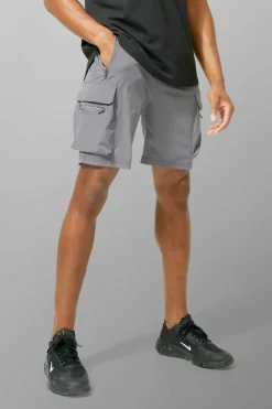Clearance boohooMAN Man Active Lightweight 5inch Slim Cargo Shorts charcoal