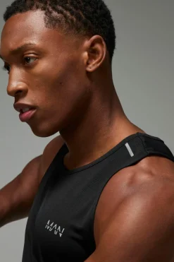 Shop boohooMAN Man Active Lightweight Performance Slim Fit Marl Gym Tank black