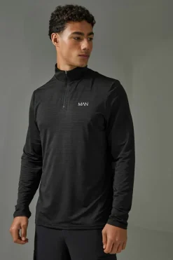Online boohooMAN Man Active Lightweight Performance 1/4 Zip black