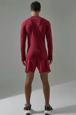 Cheap boohooMAN Man Active Long Sleeved High Neck Base Layer berry