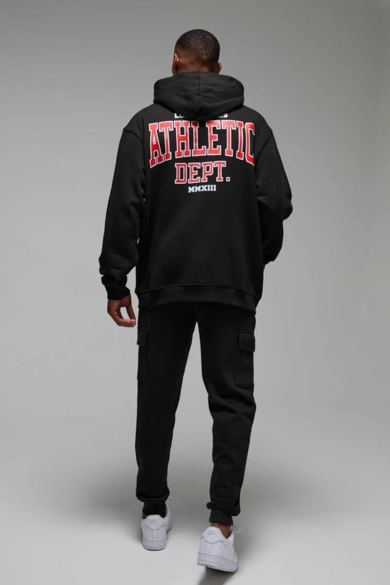 Cheap boohooMAN Man Active Los Angeles Athletic Dept. Oversized Hoodie black