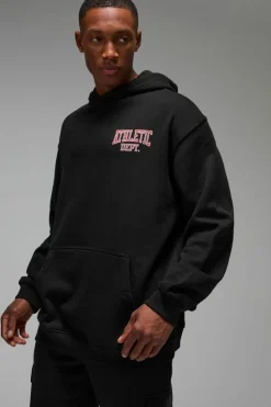 Cheap boohooMAN Man Active Los Angeles Athletic Dept. Oversized Hoodie black
