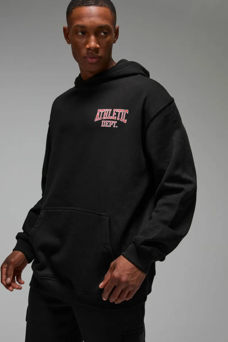 Cheap boohooMAN Man Active Los Angeles Athletic Dept. Oversized Hoodie black