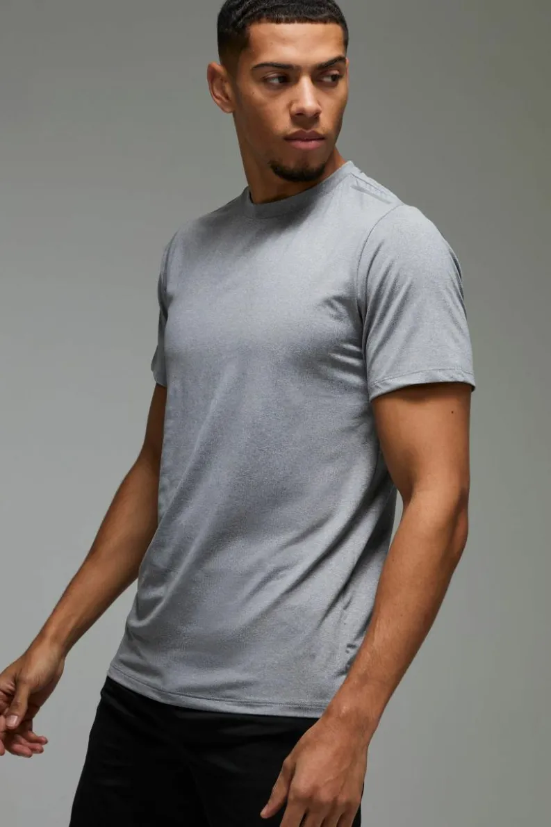 Flash Sale boohooMAN Man Active Mesh Marl Regular Fit T-shirt grey marl