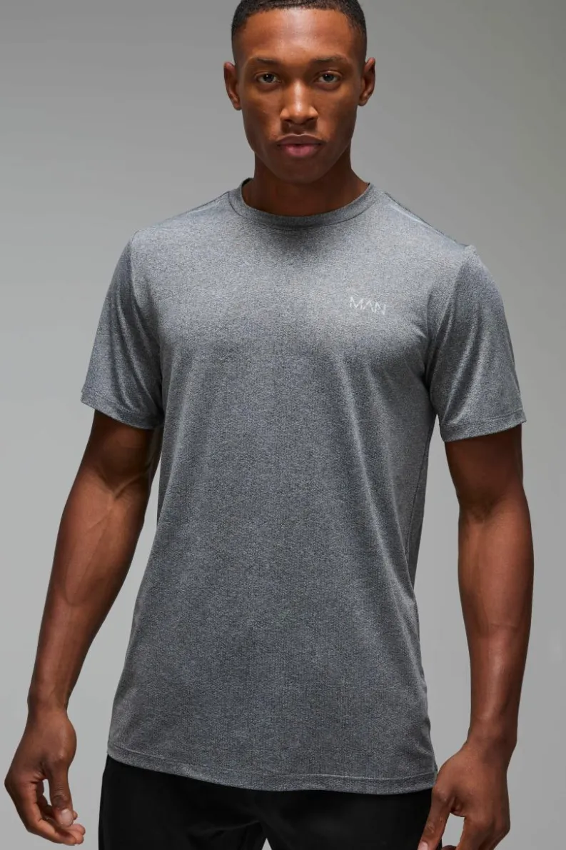Flash Sale boohooMAN Man Active Mesh Marl Regular Fit T-shirt black