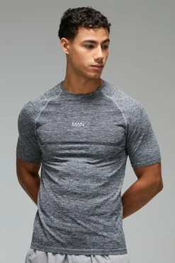 Discount boohooMAN Man Active Muscle Fit Seamless Marl T-shirt black