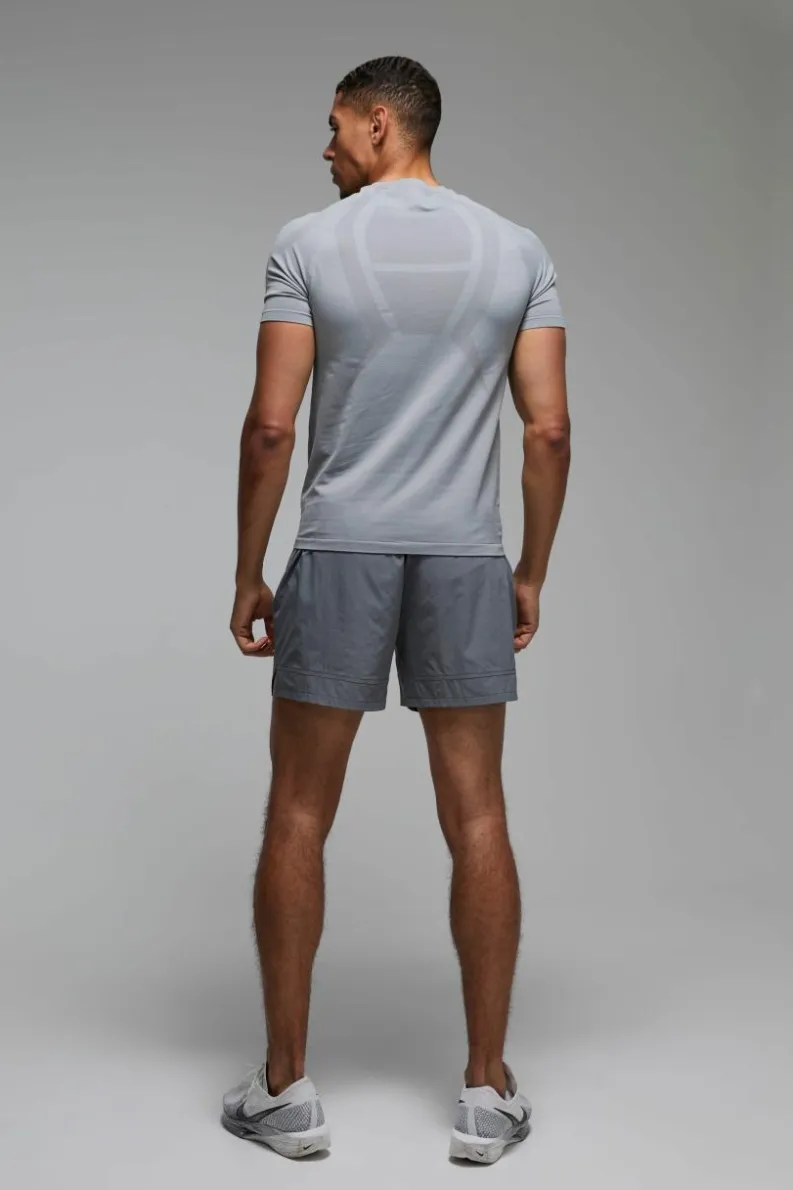 Discount boohooMAN Man Active Neon Logo 5inch Short charcoal