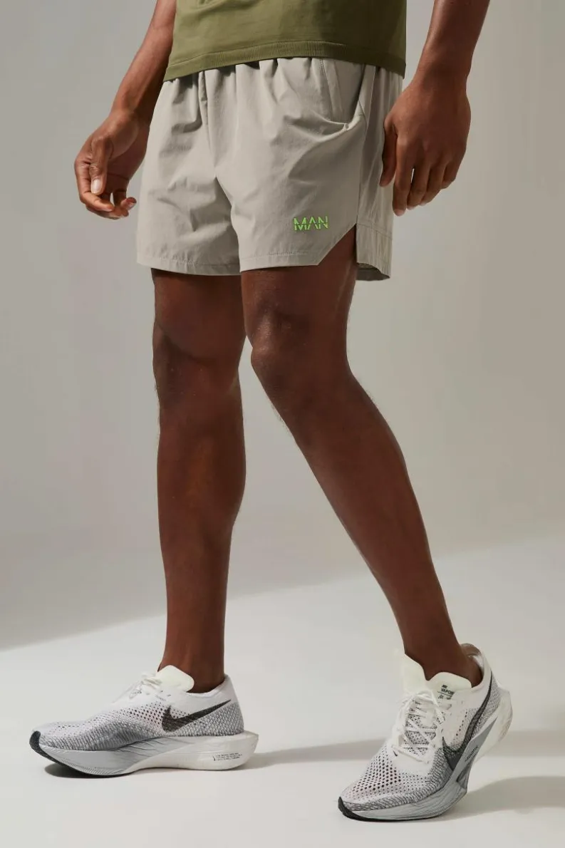 Discount boohooMAN Man Active Neon Logo 5inch Short grey