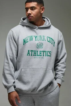 Flash Sale boohooMAN Man Active New York City Athletics Oversized Hoodie grey marl