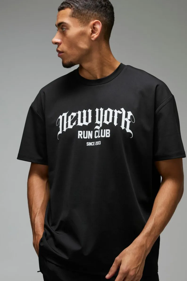 New boohooMAN Man Active New York Run Club black