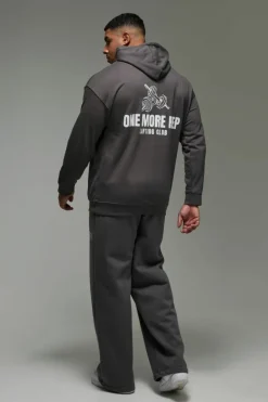 Fashion boohooMAN Man Active One More Rep Oversized Hoodie charcoal