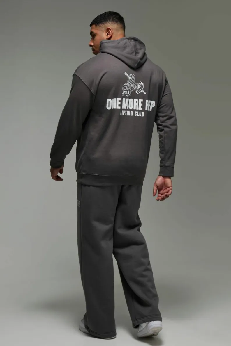 Fashion boohooMAN Man Active One More Rep Oversized Hoodie charcoal