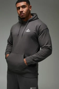 Fashion boohooMAN Man Active One More Rep Oversized Hoodie charcoal