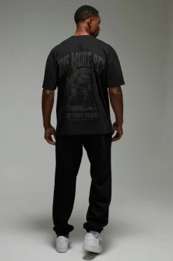 Fashion boohooMAN Man Active Oversized One More Rep Shark T-shirt black