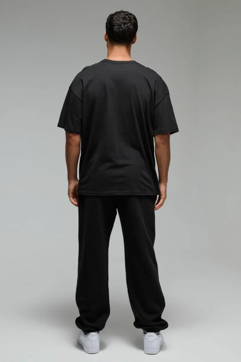 Fashion boohooMAN Man Active Oversized UFC Puff Print License T-shirt black