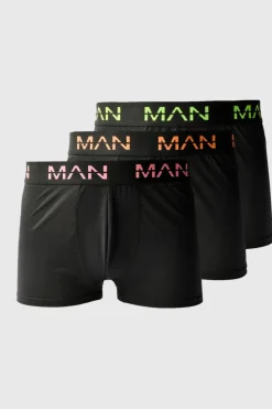 Discount boohooMAN Man Active Performance 3 Pack Boxer Neon Logo multi
