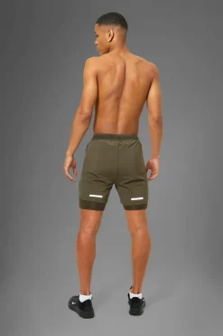 Cheap boohooMAN Man Active Performance Regular Fit 5inch 2-in-1 Shorts khaki
