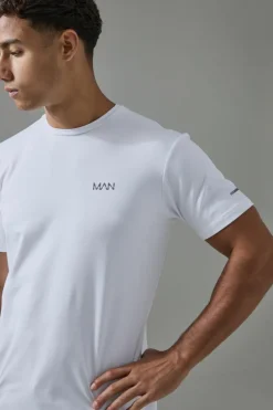 Shop boohooMAN Man Active Performance Regular Fit T-shirt white
