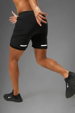 Shop boohooMAN Man Active Performance Regular Fit 5inch 2-in-1 Shorts black