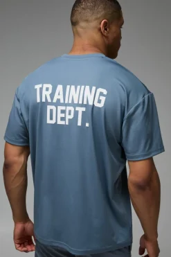 Best Sale boohooMAN Man Active Performance Training Dept. Oversized T-shirt steel