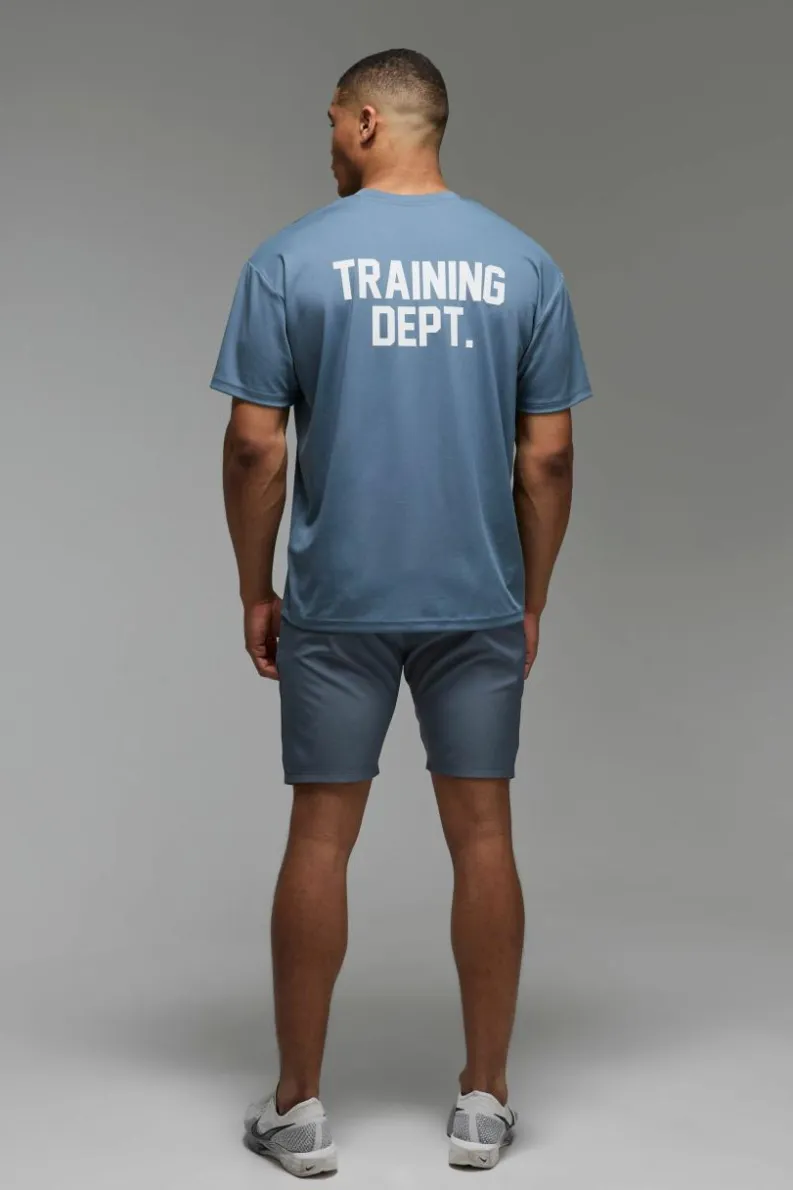 Best Sale boohooMAN Man Active Performance Training Dept. Oversized T-shirt steel