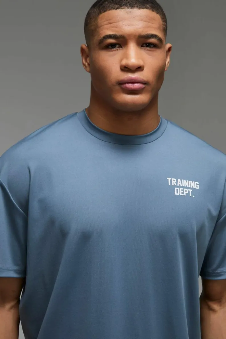 Best Sale boohooMAN Man Active Performance Training Dept. Oversized T-shirt steel