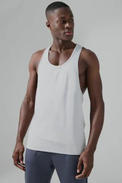 Cheap boohooMAN Man Active Poly Reg Fit Racer Vest silver