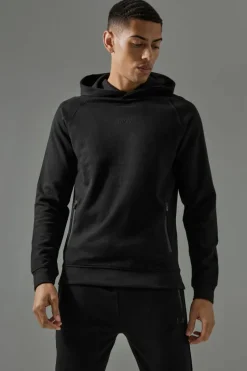 Best boohooMAN Man Active Pro Fleece Hoodie & Skinny Fit Jogger Tracksuit black