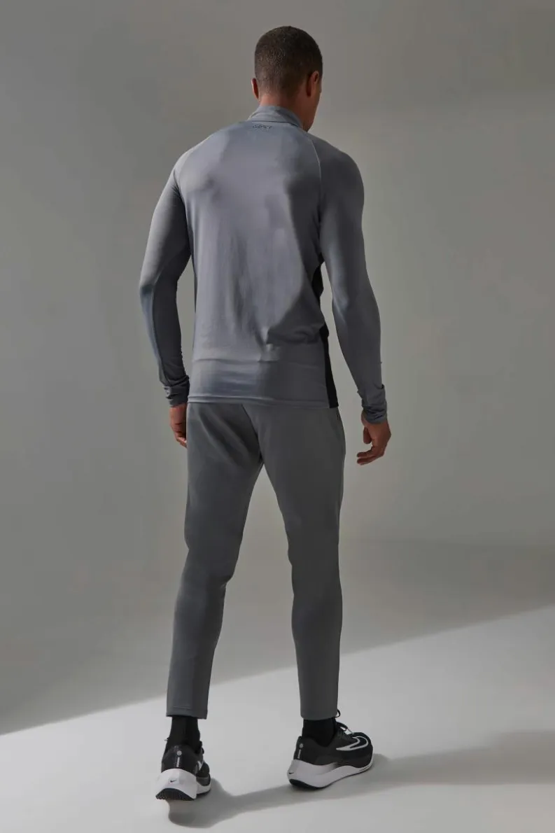 Online boohooMAN Man Active Pro Regular Fit 1/4 Zip Top charcoal