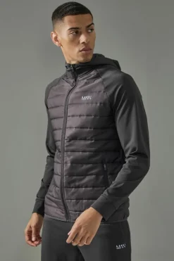 Best boohooMAN Man Active Quilted Hoodie and Tapered Jogger charcoal