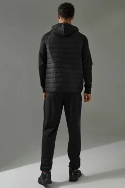 Fashion boohooMAN Man Active Quilted Zip Through Hoodie black