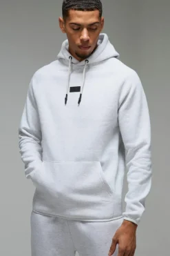 Sale boohooMAN Man Active Regular Fit Badge Hoodie grey marl