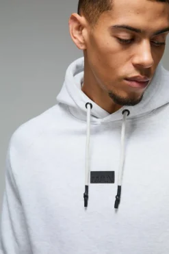 Sale boohooMAN Man Active Regular Fit Badge Hoodie grey marl