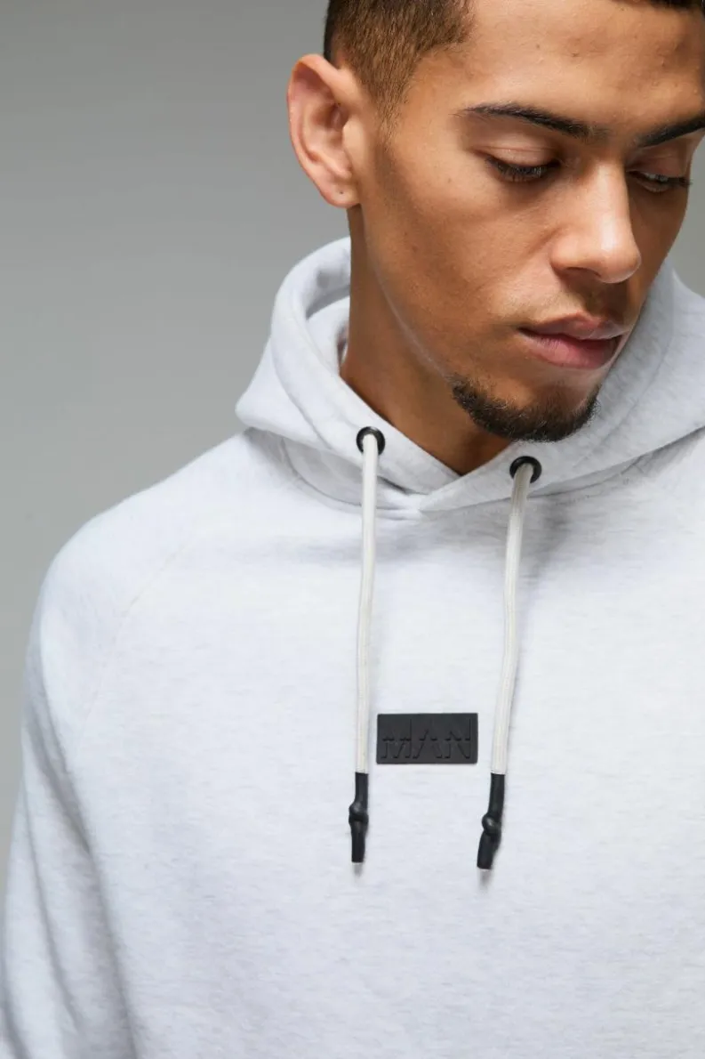 Sale boohooMAN Man Active Regular Fit Badge Hoodie grey marl