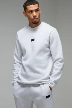 Best Sale boohooMAN Man Active Regular Fit Badge Sweatshirt grey marl