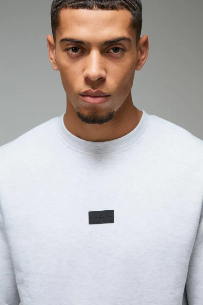 Best Sale boohooMAN Man Active Regular Fit Badge Sweatshirt grey marl