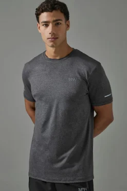 Online boohooMAN Man Active Regular Fit Performance Marl T-shirt black