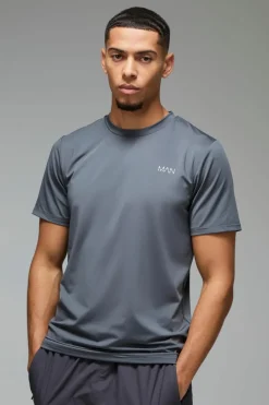 New boohooMAN Man Active Regular Fit Performance T-shirt charcoal