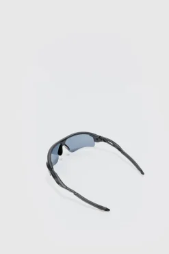 Fashion boohooMAN Man Active Rubberised Smoke Lense Sunglasses black