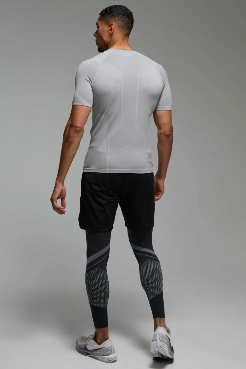 Shop boohooMAN Man Active Seamless Muscle Fit T-shirt grey